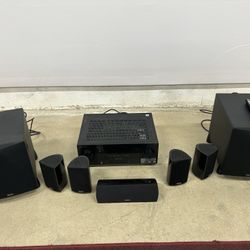 Pioneer Elite AV Receiver with Remote and Set Of 5 Speakers and 2 Subwoofers
