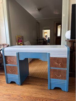 Upcycled waterfall desk