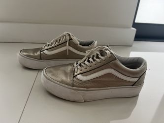 Silver Leather Vans Sneakers