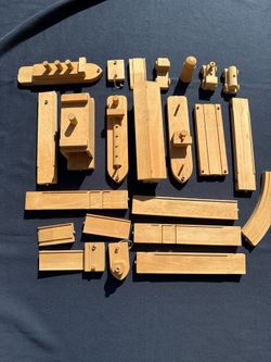 Vintage BOREL Wooden Train Set / Puzzle Track Pieces
