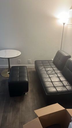 Black Couch and Gold and white Table set or separate