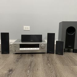 Onkyo HT-R340 Receiver With Speakers And Subwoofer 
