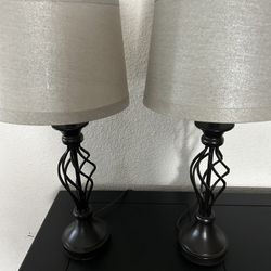 Two Beautiful Lamps With New Gray Shades