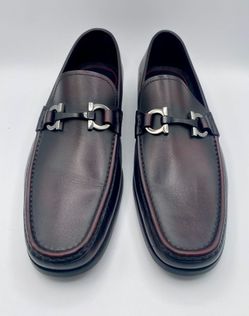 Salvatore Ferragamo Gancini Bit Loafers Oxblood Leather Mens 10.5E