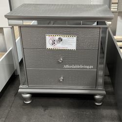 Silver Nightstand W/ USB Plug Brand New In Box 