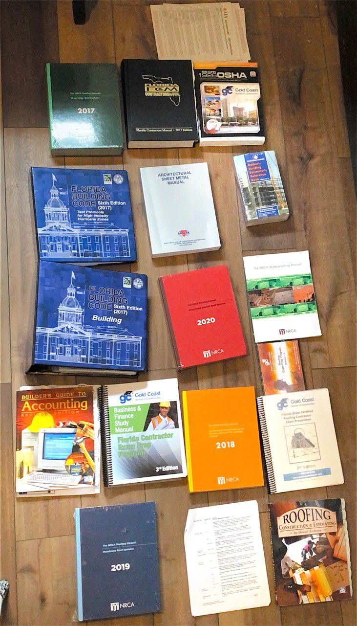 Florida Roofing Contractor complete set trade Exam Books  15 books included