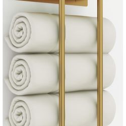 Towel Rack with Metal Shelf and 3 Hooks