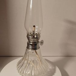 Vintage Clear Glass Lamp Oil/Kerosene Lamplight Farms Burner W/Glass Top