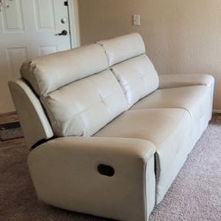 White microfiber reclining couch, lightly used