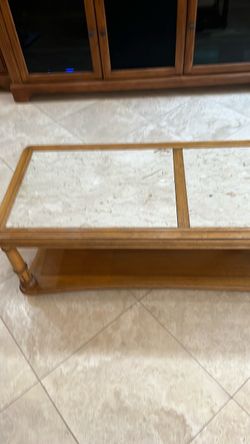 Wooden oak Coffee Table with Marble Top