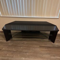 Tv Stand (Black W/Glass Shelves)