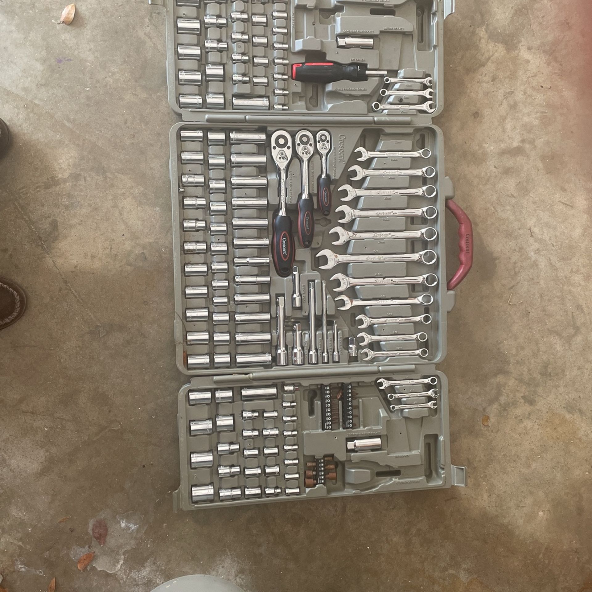 Crescent wrench set with sockets, etc.