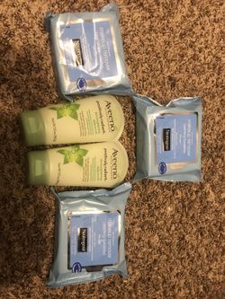 3 nuetregena make up remover and 2 aveeno skin brightening daily cleansers