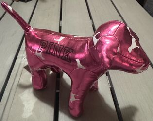 Victoria Secret Pink Dog Plush Vinyl Shiny Puppy Animal RARE New BUS Dog