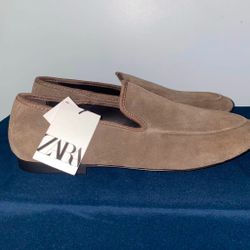 ZARA Leather Loafers -  Tan - Size 10 US