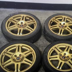 Jdm Wheels By Speed line 5/100, 17x7 JJ Offset 48 Used Tires 215/45/17