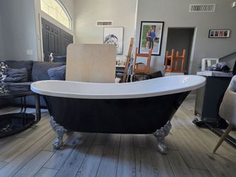 AKDY 69" Glossy Black Acrylic Double Slipper Clawfoot Bathtub