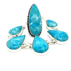 925 Blue Stones Ring And Bracelet Set