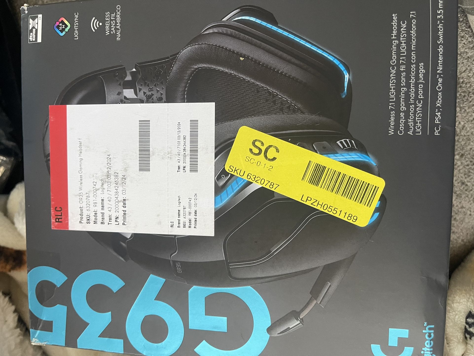 Logitech Version 935 Wireless 7.1 Gaming Head Set