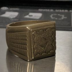 Vintage European 8K Gold Signet Ring 19.79g Size 11 Hand Engraved