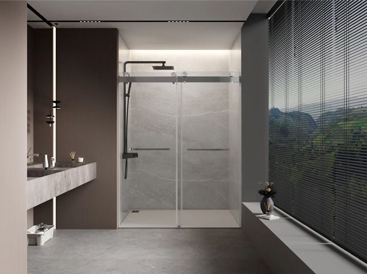 68 To 72 In. WX 76 In. H Double Sliding Frameless Soft-Close Shower Door ...