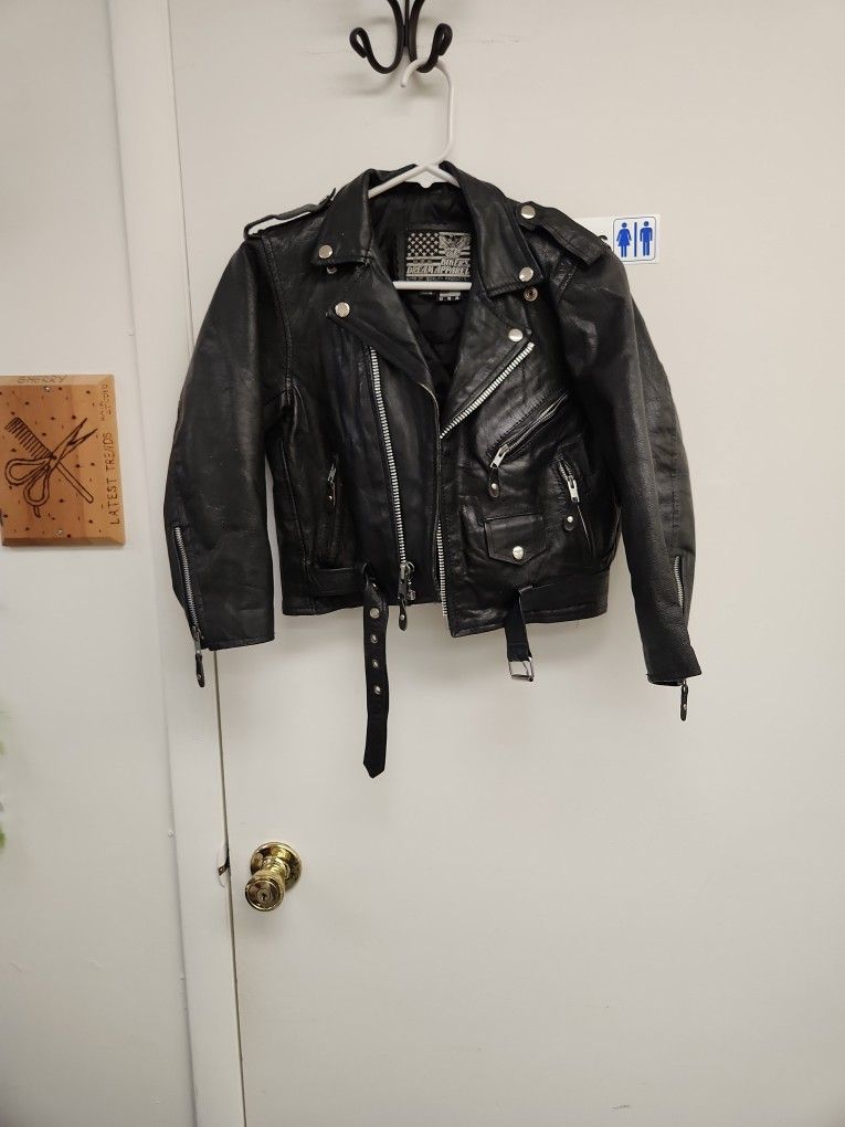 USA BIKERS Dream Apparel Black Leather Jacket Sz XL 