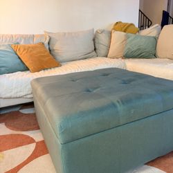 Teal Tufted Ottoman With Storage