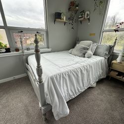 Gray and Gold Bed Frame and Dresser