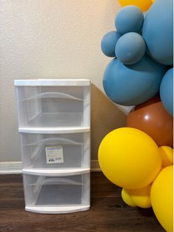 CLEAN Brightroom/Sterilite White Plastic Storage With 3 Drawers (No Casters/Wheels)