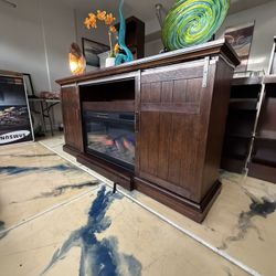 Beautiful Rustic Fireplace /tv Stand With 5 Colors Of Flames 78” Inch Long 