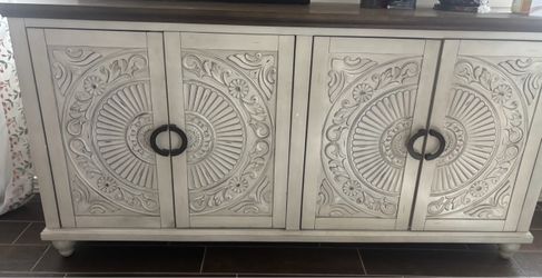 Carved Wood TV Stand / Media Console
