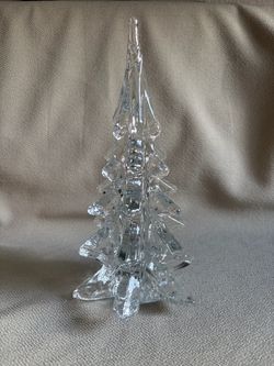 Vintage Crystal Clear Glass Christmas Tree 9” Tall