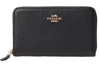 Brand New Coach Women's Medium Id Zip Wallet in Pebbled Leather (Black)