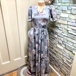 Gray Floral Maxi Dress