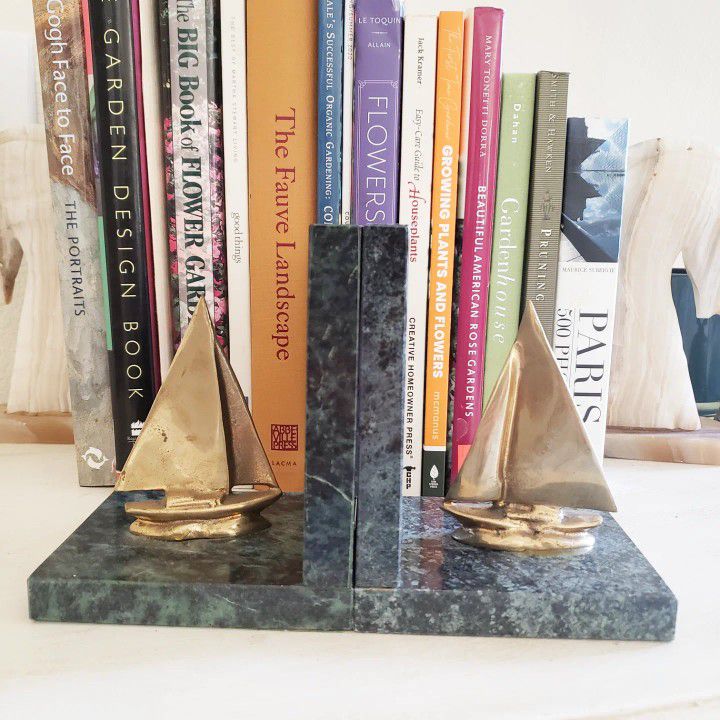 Brass & Marble Sailboat  Bookends