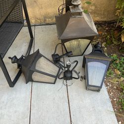 Set Of Three Outdoor Accent Porch Lightfixtures