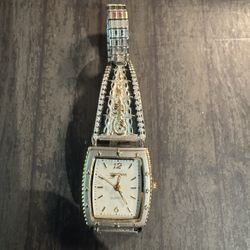 Vintage Montana Silversmiths Watch Silver Gold Triple Black Bracelet Watch. Needs Battery 