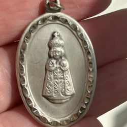 Vintage Sterling Silver Infant Of Prague Pendant/Charm, Signed Creed, Sacred Heart on RSigned France Protection Pendant Jewelry Estate Find 