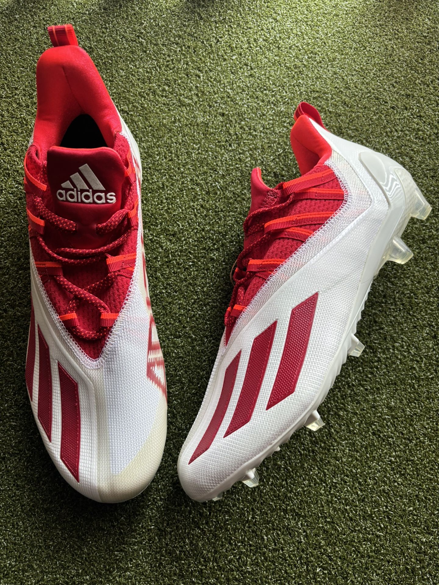 hot adidas adizero 11 white/university red football cleats size 13