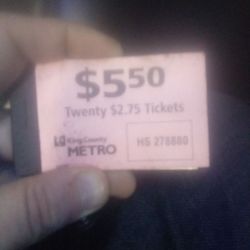 Complete Book Of King County Metro $2.75 Tickets  (20*2.75)