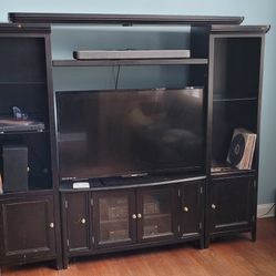 5 Piece Entertainment Center With Adjustable Glass Shelves