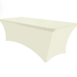 8Ft Rectangular Fitted Spandex Tablecovers (ivory)