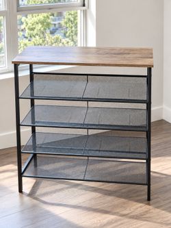 Pair of 5 Tier Shoe Racks | 20 Pair Capacity with Wood Top