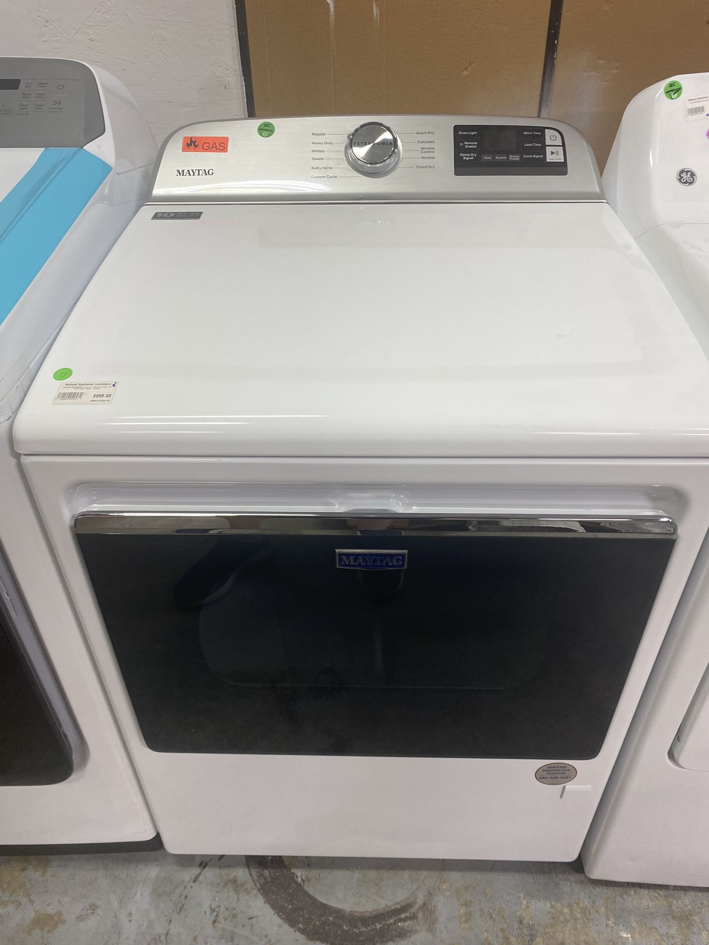 Maytag MGD6230HW 27 Inch Gas Smart Dryer with 7.4 Cu. Ft. Capacity, Extra Power Button