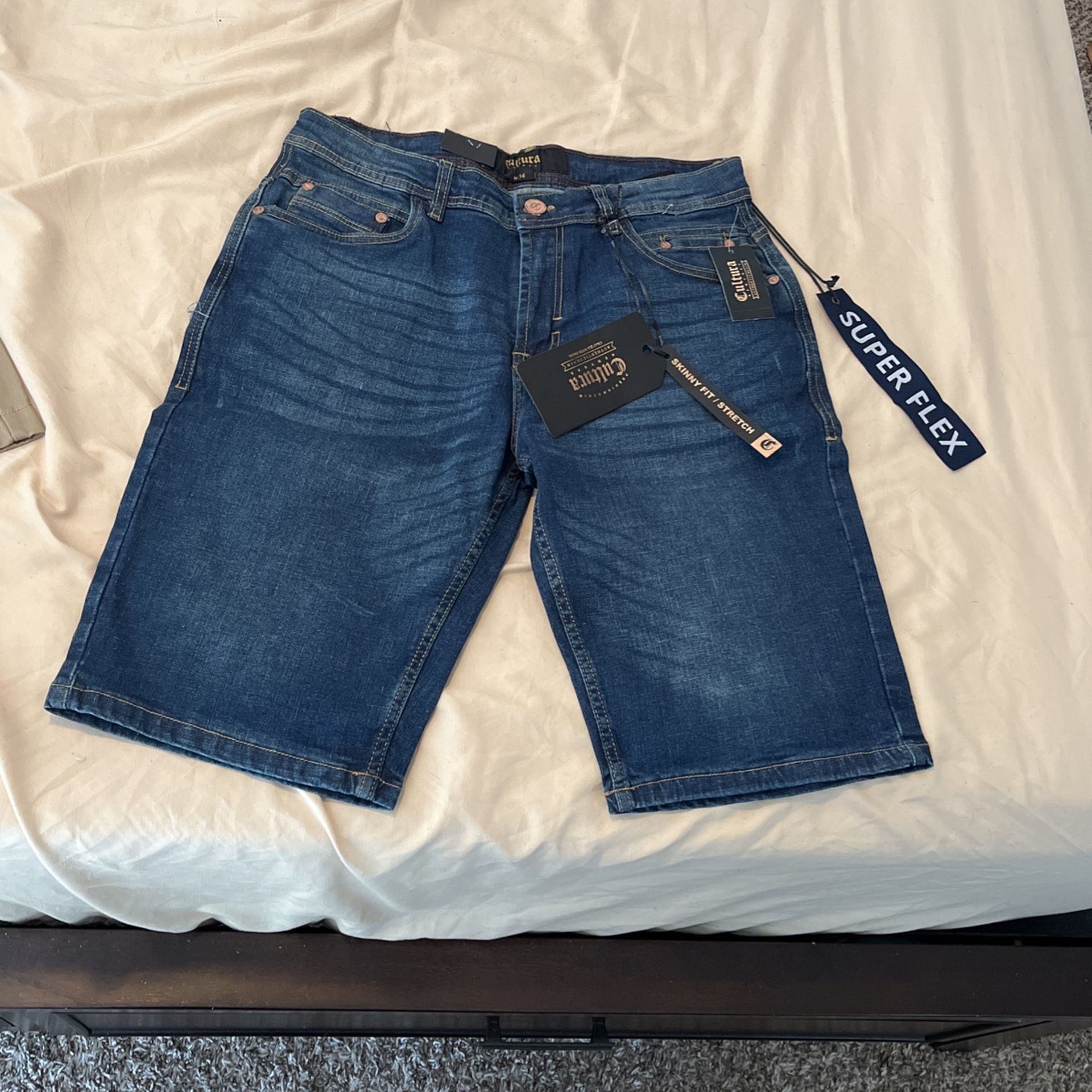 Cultura New York Denim Jean Shorts Skinny Fit Stretch W34