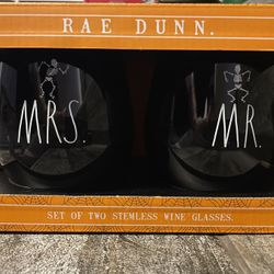 Rae Dunn Mr. & Mrs. Stemless Wine Glasses