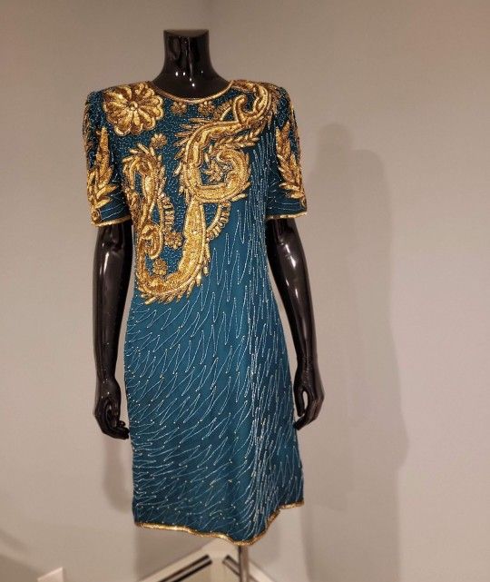 Teal Green/ Blue Fully Sequin Dress