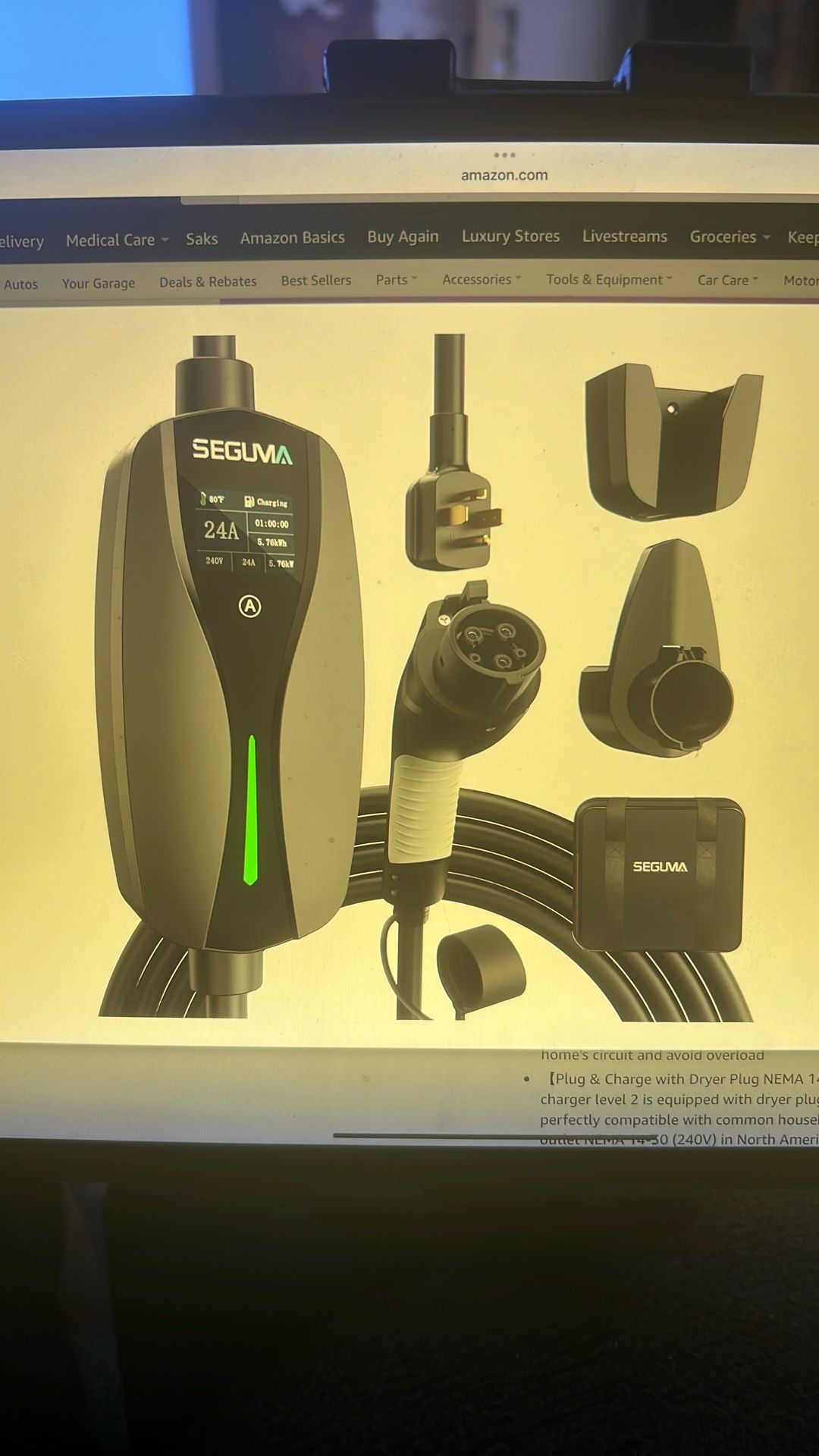 NEW Level 2 EV Charger. NEMA 14-30 Vehicle Portable Charger with 24A 240V 25FT Cable, Adjustable Current (10-24A), Home EV Charging Station