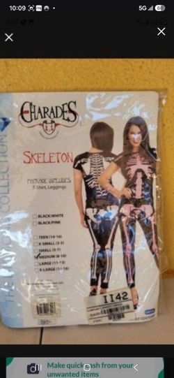 Womens WHITE Skeleton Body Suit MEDIUM