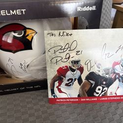 Signed Cardinals Helmet And Photo
